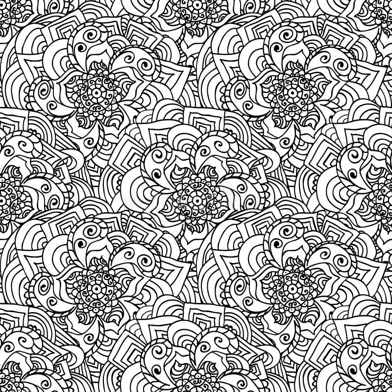 Teste padrão sem emenda dos doodles Flores preto e branco da rede de pesca ilustração do vetor Teste padrão sem emenda dos doodles Flores preto e branco da rede de pesca ilustração do vetor