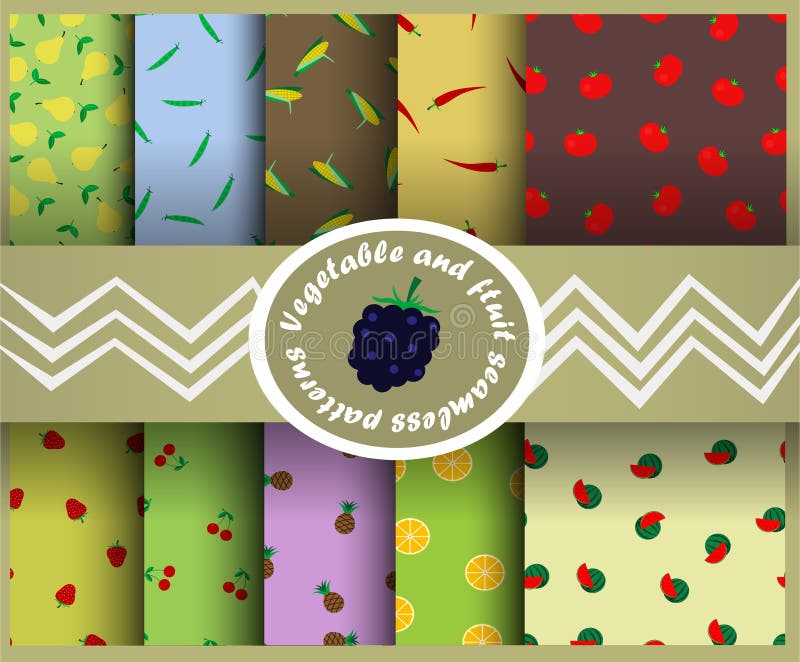 Teste padrão sem emenda dos vegetais e dos frutos ilustração royalty free Teste padrão sem emenda dos vegetais e dos frutos ilustração royalty free