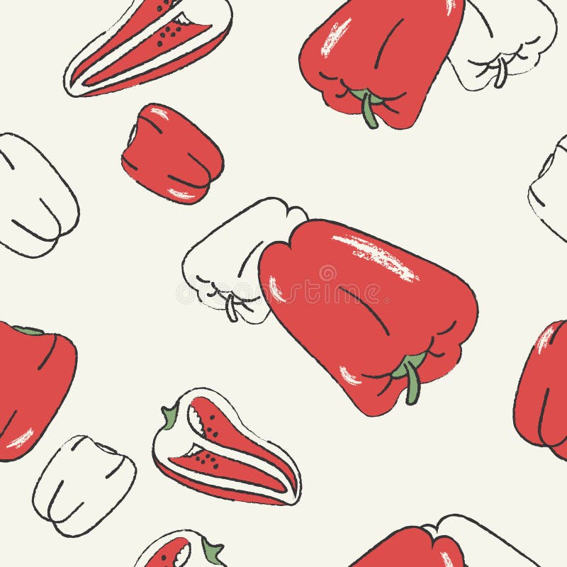 Teste padrão sem emenda em pimentas doces vermelhas bonitos - legumes frescos Estilo tirado m?o Ilustra??o do vetor ilustração royalty free Teste padrão sem emenda em pimentas doces vermelhas bonitos - legumes frescos Estilo tirado m?o Ilustra??o do vetor ilustração royalty free