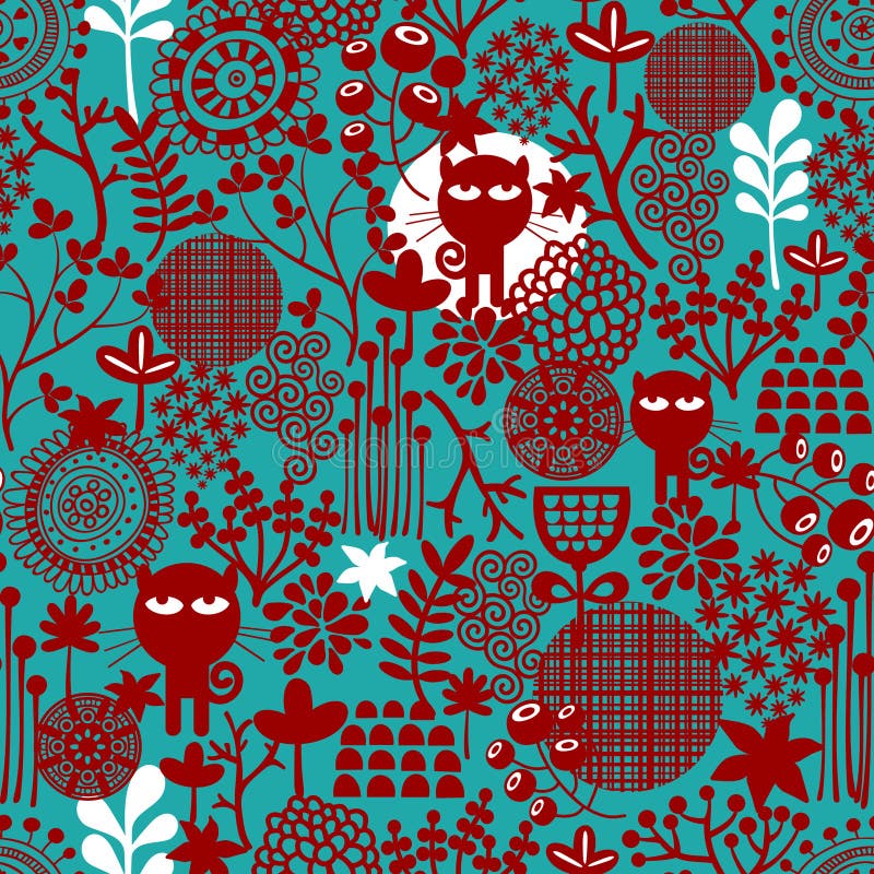 Padrão floral abstrato escuro e contínuo ilustração royalty free