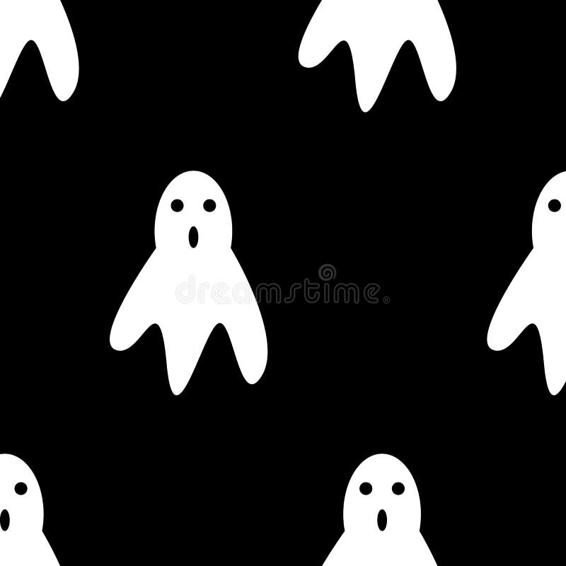 Teste padrão sem emenda Ilustração e desenhos animados do vetor na tela escura da tampa de Ghost do sussurro do fundo branca ilustração stock Teste padrão sem emenda Ilustração e desenhos animados do vetor na tela escura da tampa de Ghost do sussurro do fundo branca ilustração stock