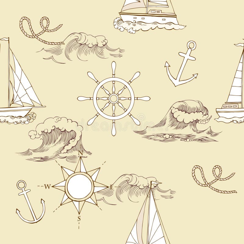 Teste padrão sem emenda náutico ilustração royalty free Teste padrão sem emenda náutico ilustração royalty free