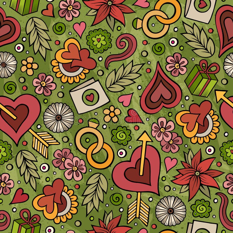 Teste padrão sem emenda tirado do dia do ` s do Valentim dos desenhos animados mão bonito ilustração stock Teste padrão sem emenda tirado do dia do ` s do Valentim dos desenhos animados mão bonito ilustração stock