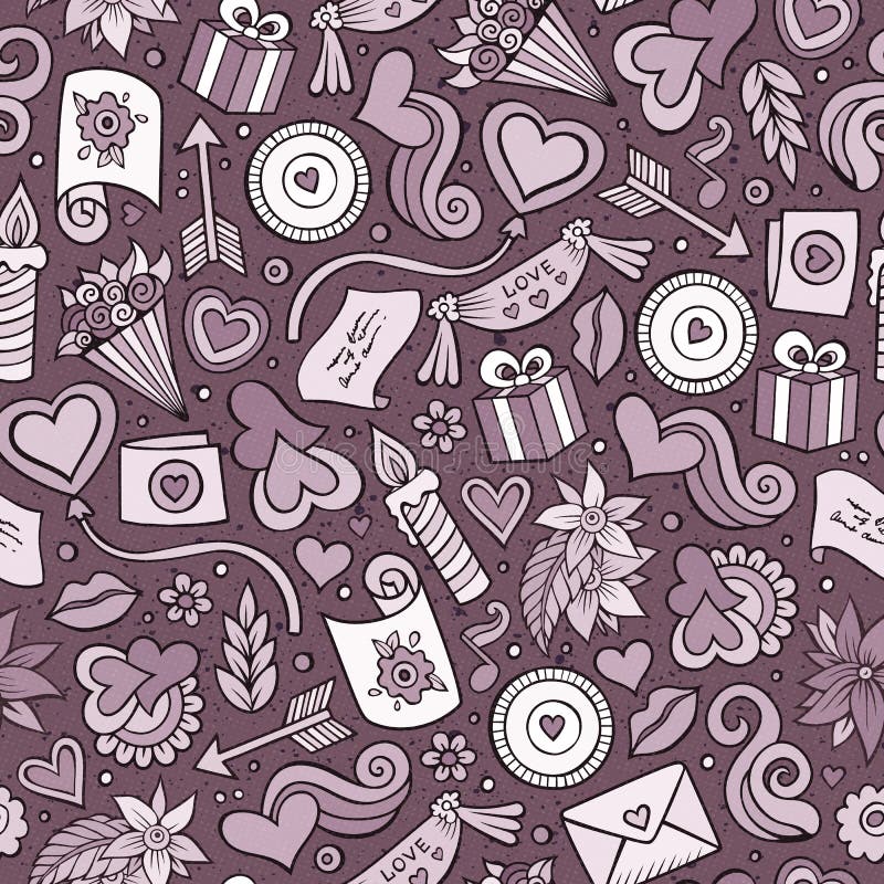 Teste padrão sem emenda tirado do dia do ` s do Valentim dos desenhos animados mão bonito ilustração stock Teste padrão sem emenda tirado do dia do ` s do Valentim dos desenhos animados mão bonito ilustração stock