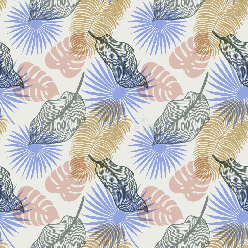 Teste padrão sem emenda tropical com folhas de palmeira exóticas Monstera, palma, folhas da banana Projeto botânico de matéria tê ilustração royalty free Teste padrão sem emenda tropical com folhas de palmeira exóticas Monstera, palma, folhas da banana Projeto botânico de matéria tê ilustração royalty free