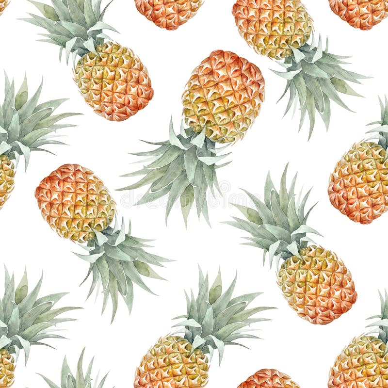 Teste padrão tropical do abacaxi da aquarela ilustração royalty free Teste padrão tropical do abacaxi da aquarela ilustração royalty free