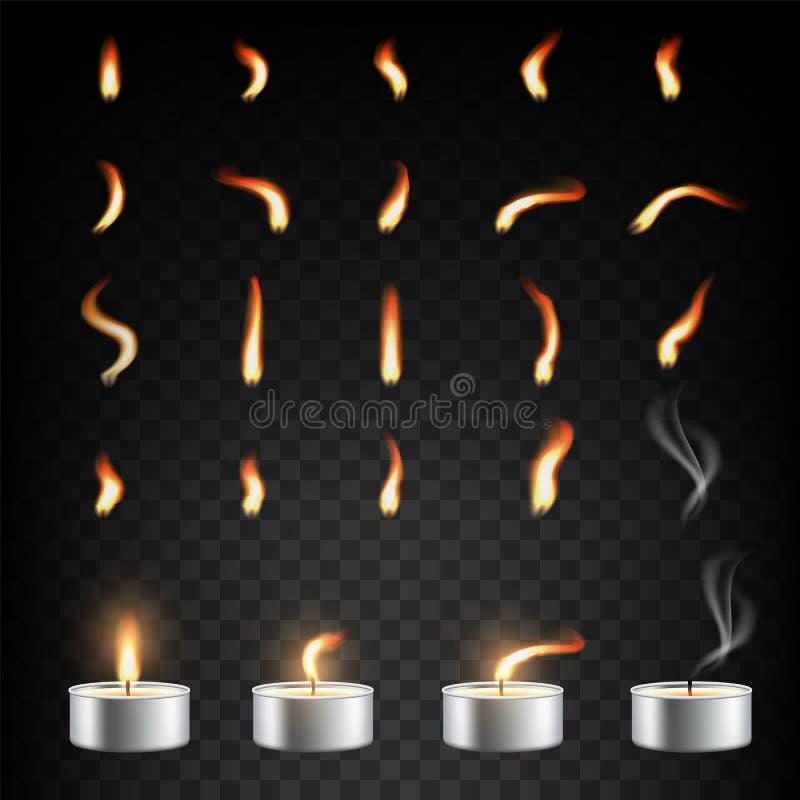 Testearinljus och flammauppsättning, vektor isolerad illustration vektor illustrationer Testearinljus och flammauppsättning, vektor isolerad illustration vektor illustrationer
