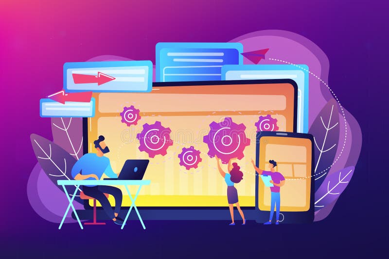 Cross-platform Software Concept Landing Page. Stock Vector - Illustration  of infographic, concept: 128951362
