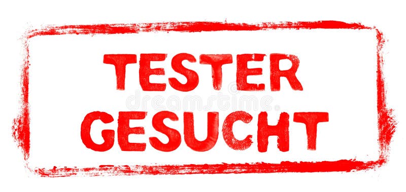 Red stencil frame: Tester wanted german vector illustration