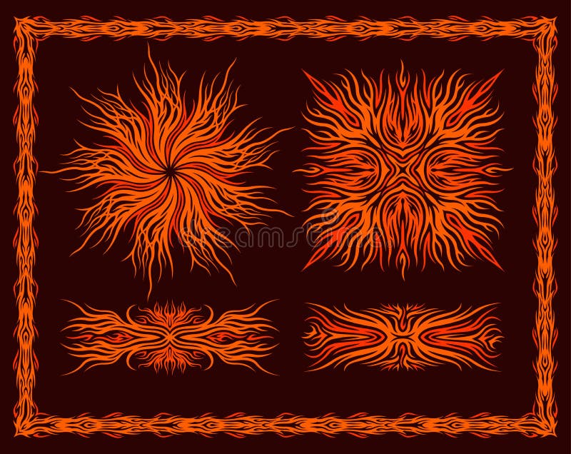 Testes padrões flamejantes ajustados ilustração royalty free Testes padrões flamejantes ajustados ilustração royalty free