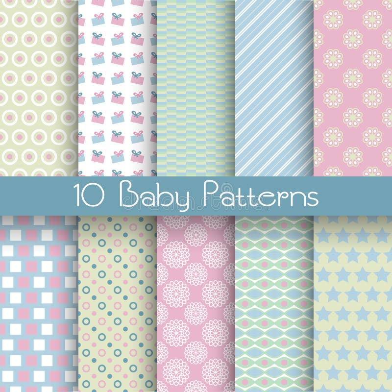 10 Baby pastel different vector seamless patterns (tiling). Endless texture can be used for wallpaper, pattern fills, web page background, surface textures. Set of monochrome geometric ornaments. 10 Baby pastel different vector seamless patterns (tiling). Endless texture can be used for wallpaper, pattern fills, web page background, surface textures. Set of monochrome geometric ornaments.