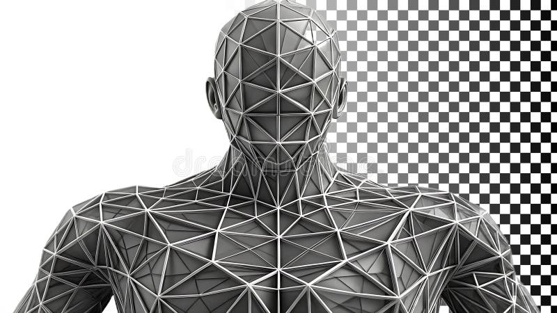 Testina umana wireframe tecnologia 3D e design futuristico immagine trasparente Immagine Generative AI illustrazione di stock