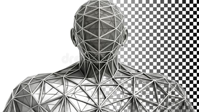 Testina wireframe Ritratto astratto ritratto digitale avatar png immagine trasparente Generative AI illustrazione di stock