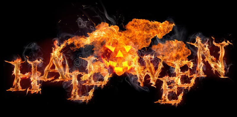 Testo bruciante di Halloween su fondo nero immagine stock Testo bruciante di Halloween su fondo nero immagine stock