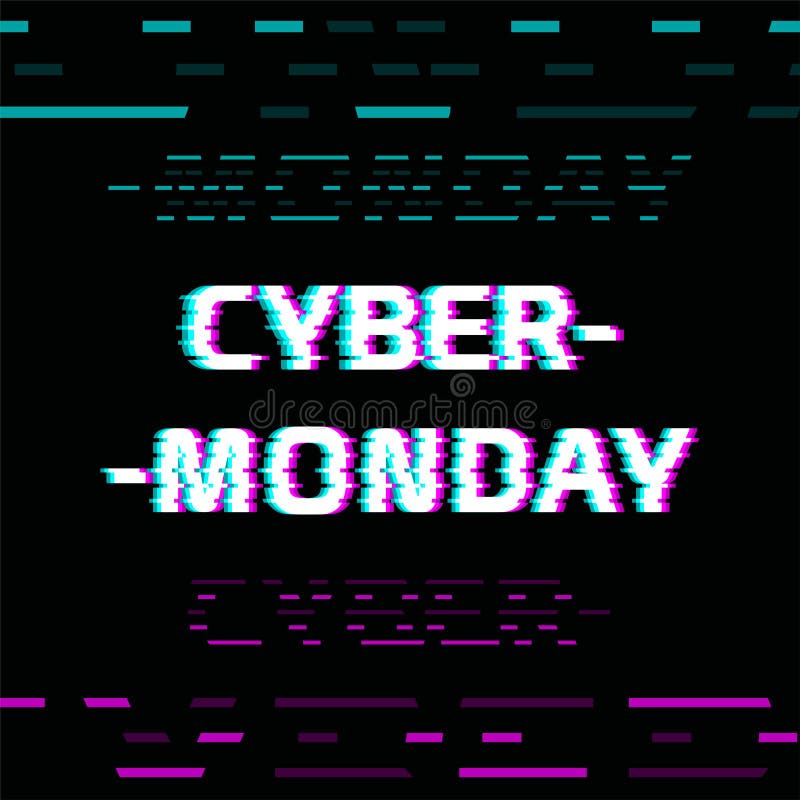 Testo cyber di effetto di impulso errato di lunedì sul fondo di schermo nero royalty illustrazione gratis Testo cyber di effetto di impulso errato di lunedì sul fondo di schermo nero royalty illustrazione gratis