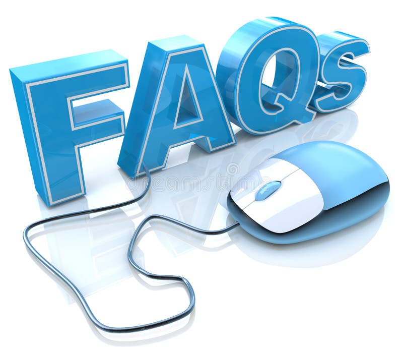 FAQs 3D Text with Computer Mouse in the design of information related to internet. FAQs 3D Text with Computer Mouse in the design of information related to internet