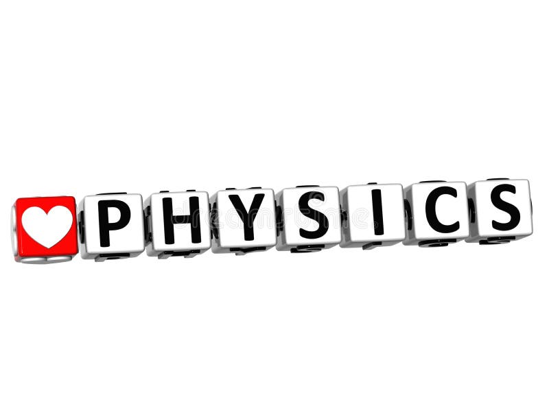 3D I Love Study Physics Button Block text on white background. 3D I Love Study Physics Button Block text on white background.