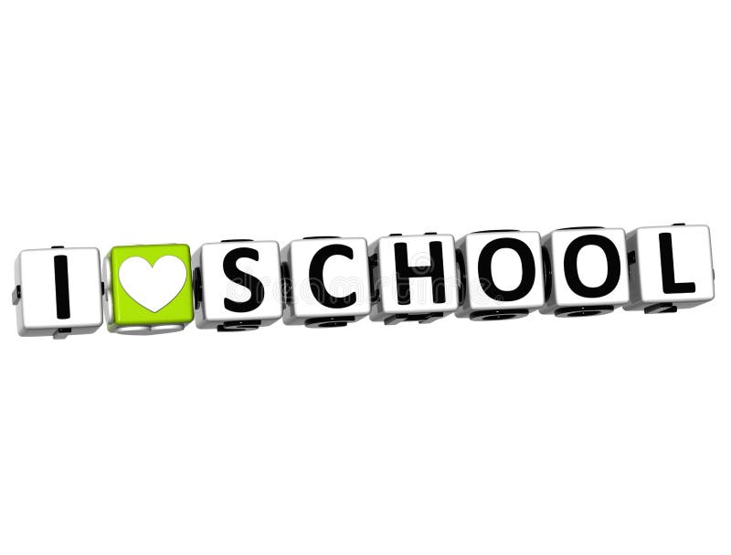 3D Love School Button cube text over white background. 3D Love School Button cube text over white background