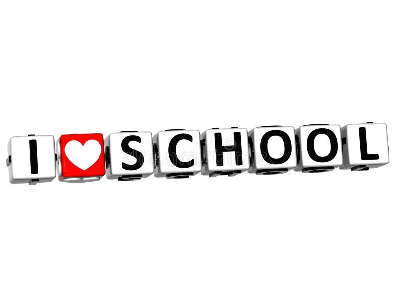 3D Love School Button cube text over white background. 3D Love School Button cube text over white background