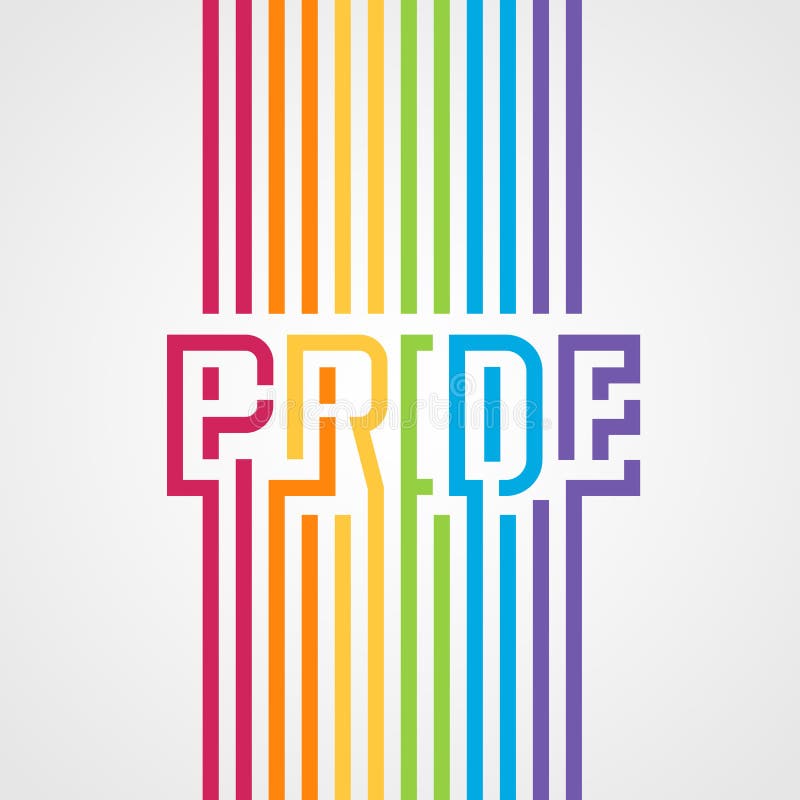 Testo di tipografia di orgoglio di LGBTQ con la linea progettazione verticale dell'estratto di arte di vettore
