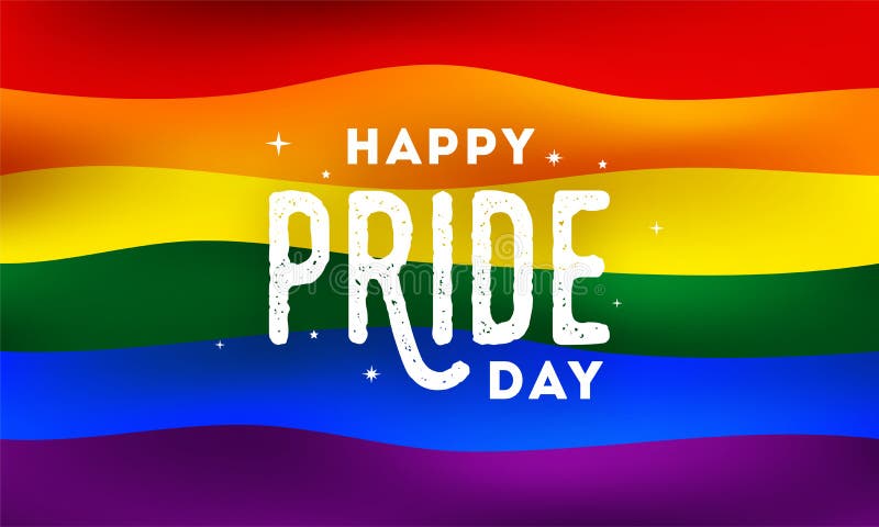 Testo felice di Pride Day sul fondo di colore dell'arcobaleno per il concetto di LGBTQ