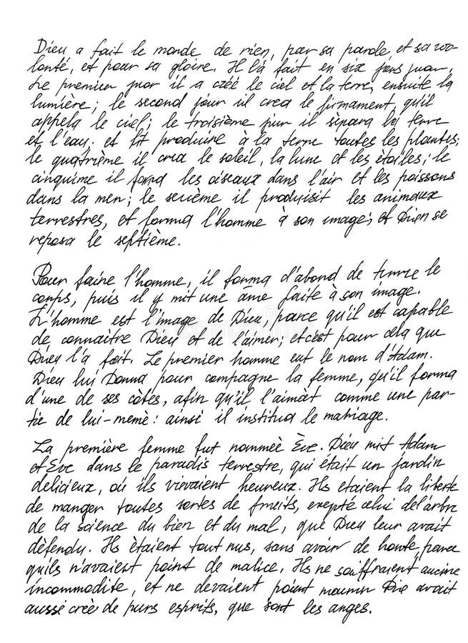 Testo scritto a mano testo non leggibile in francese Testo calligrafia sfondo lettera