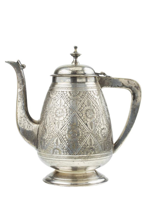 Tetera de plata retra, jarro aislado imagen de archivo libre de regalías