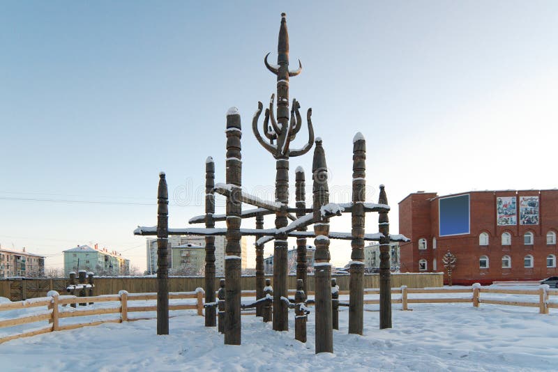 Tethering o borne, coluna ritual em Yakutia