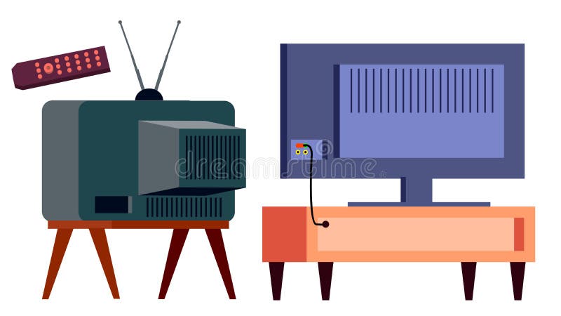 Tevê retro contra o vetor moderno do plasma de HD backside painel do lcd e tela de exposição análoga velha do vintage Desenhos an ilustração stock Tevê retro contra o vetor moderno do plasma de HD backside painel do lcd e tela de exposição análoga velha do vintage Desenhos an ilustração stock