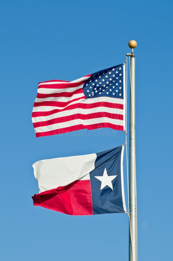 Texas en Amerikaanse Vlaggen