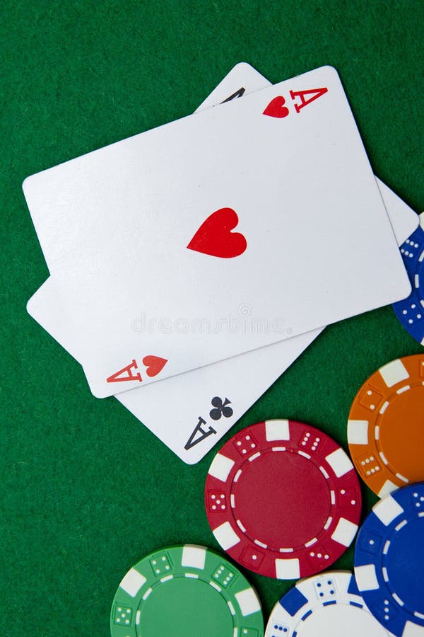 Texas holdem pocket aces on a casino table