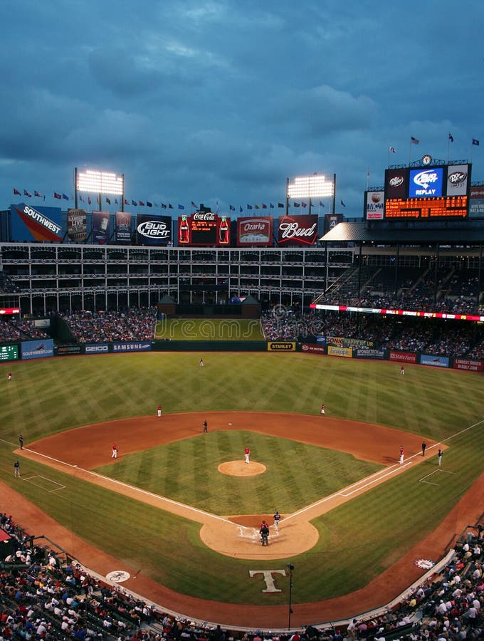 Texas Rangers Baseball Game at Night Editorial Stock Image Image of
