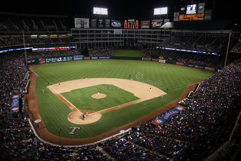 Night game under the lights in Texas. Night game under the lights in Texas