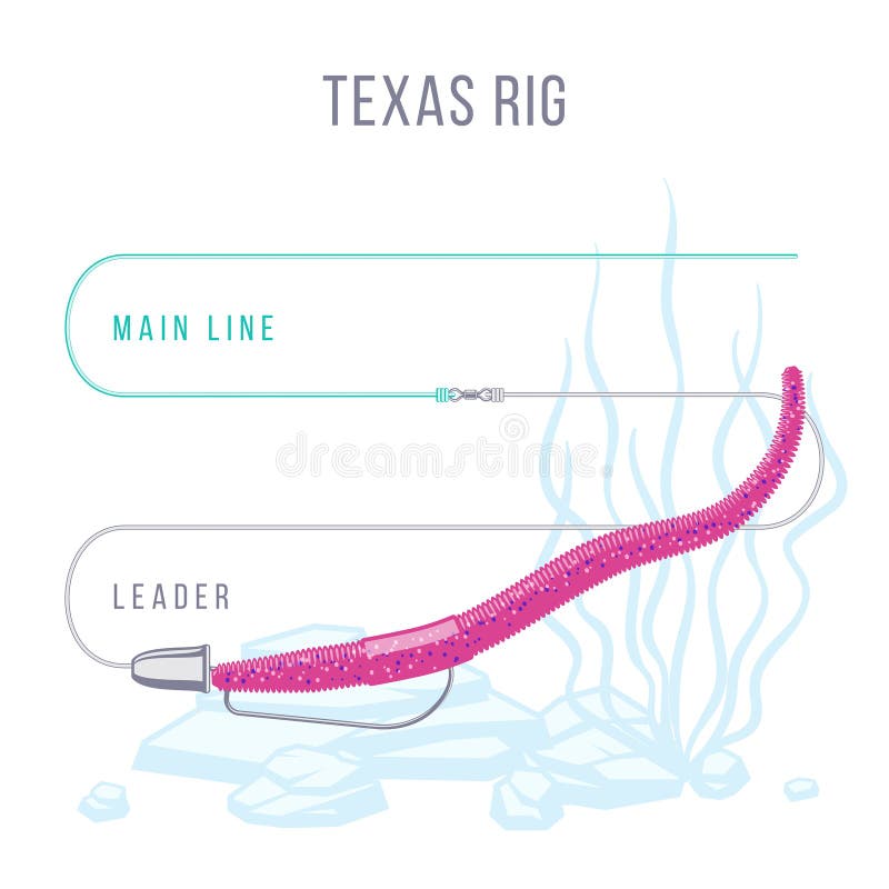 Texas Rigged Soft Plastic Bait for Bass Stock Vector - Illustration of