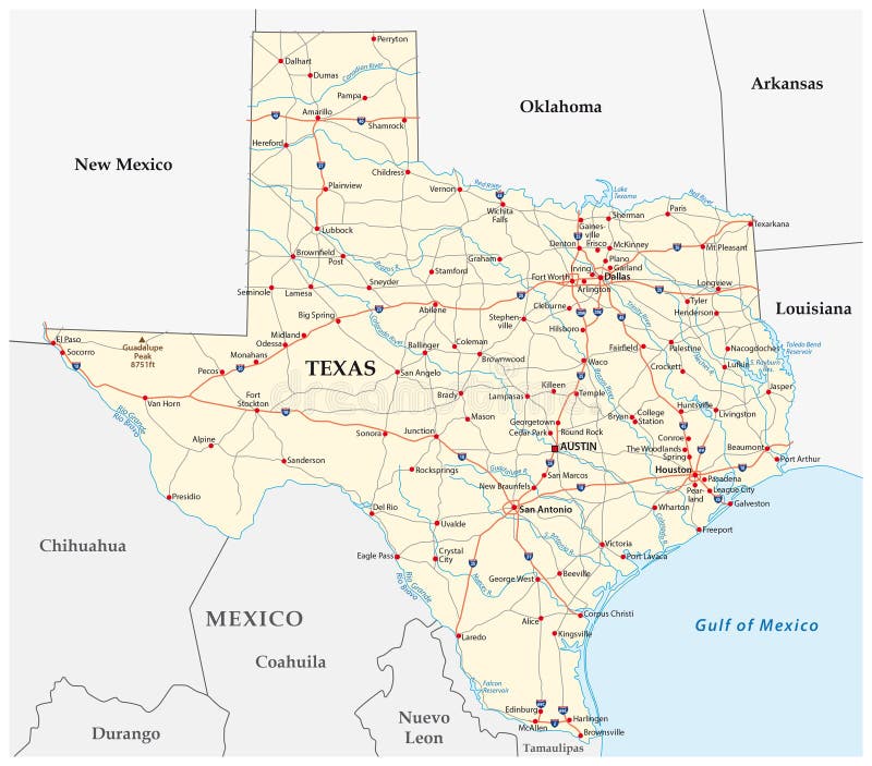Texas road map royalty free illustration.