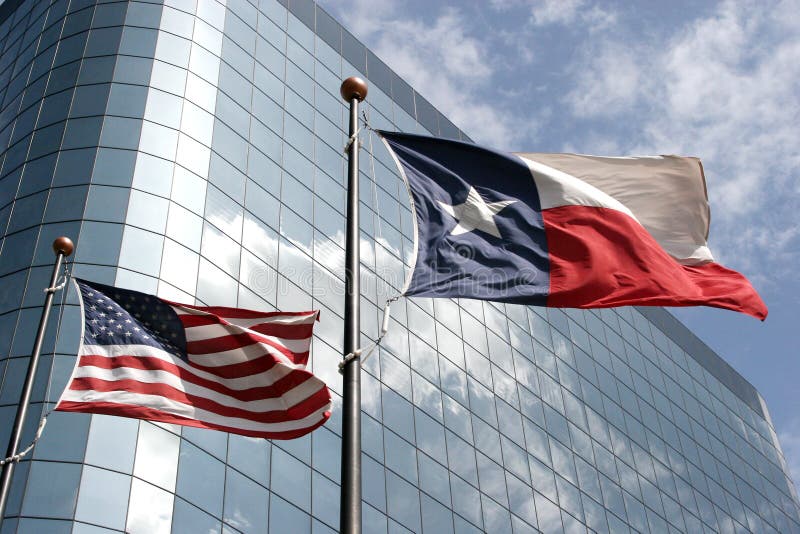 Texas and USA flags