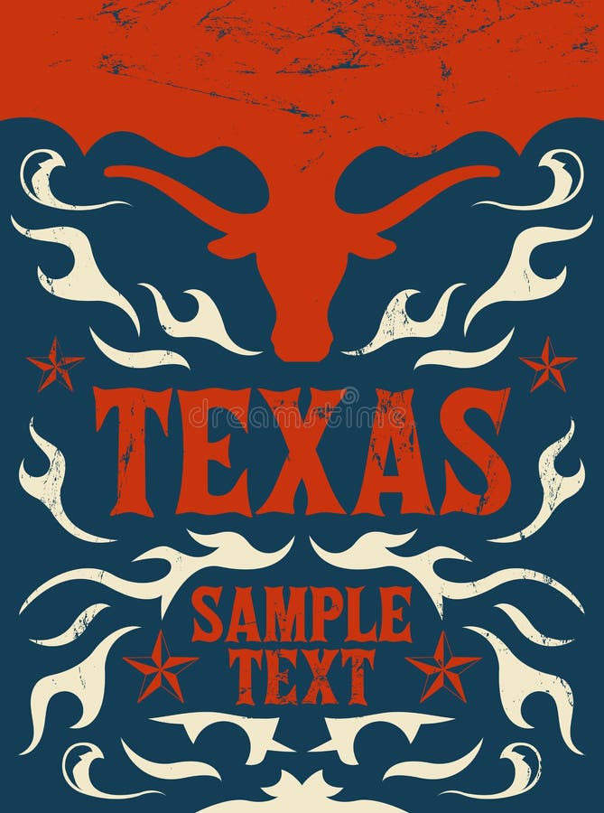 Texas Vintage-affiche - westelijke Kaart - - cowboy stock illustratie Texas Vintage-affiche - westelijke Kaart - - cowboy stock illustratie