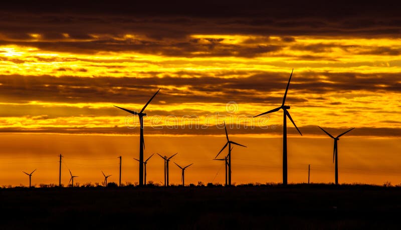 Texas Wind Energy Turbines attraverso l'alba