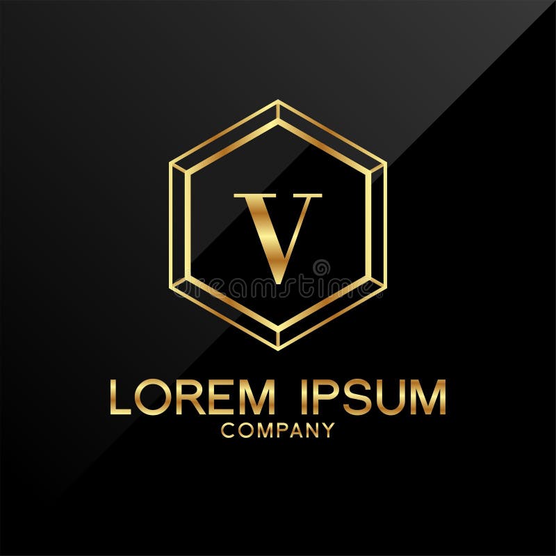 Golden Ornamental Alphabet V Letter Logo Design. Luxurious Golden