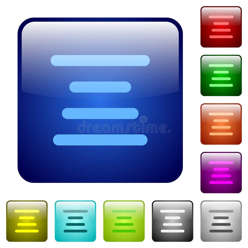 Text align center color square buttons vector illustration