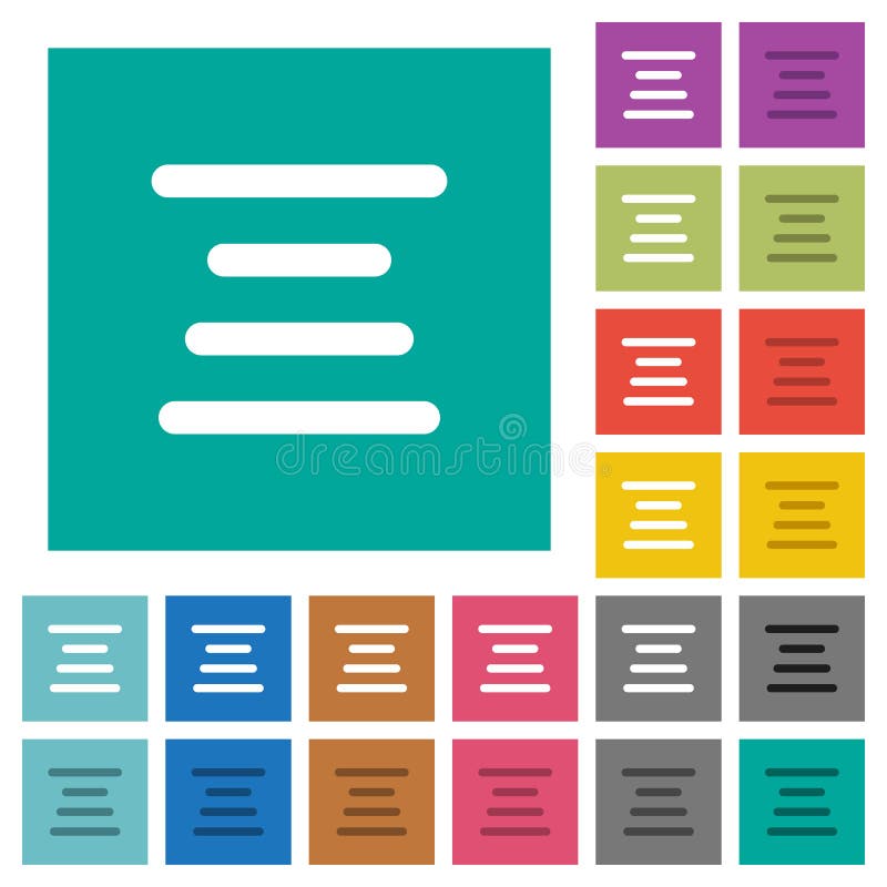 Text align center square flat multi colored icons vector illustration