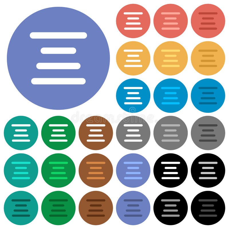 Text align center round flat multi colored icons vector illustration