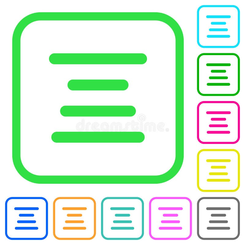 Text align center vivid colored flat icons stock illustration