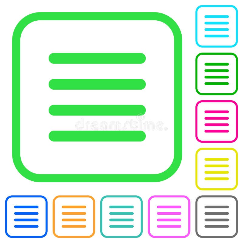Text align justify vivid colored flat icons vector illustration