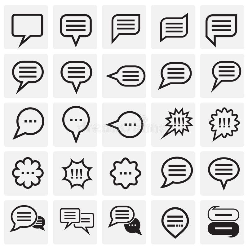 Text bubble icon set on squares background for graphic and web design. Simple vector sign. Internet concept symbol for