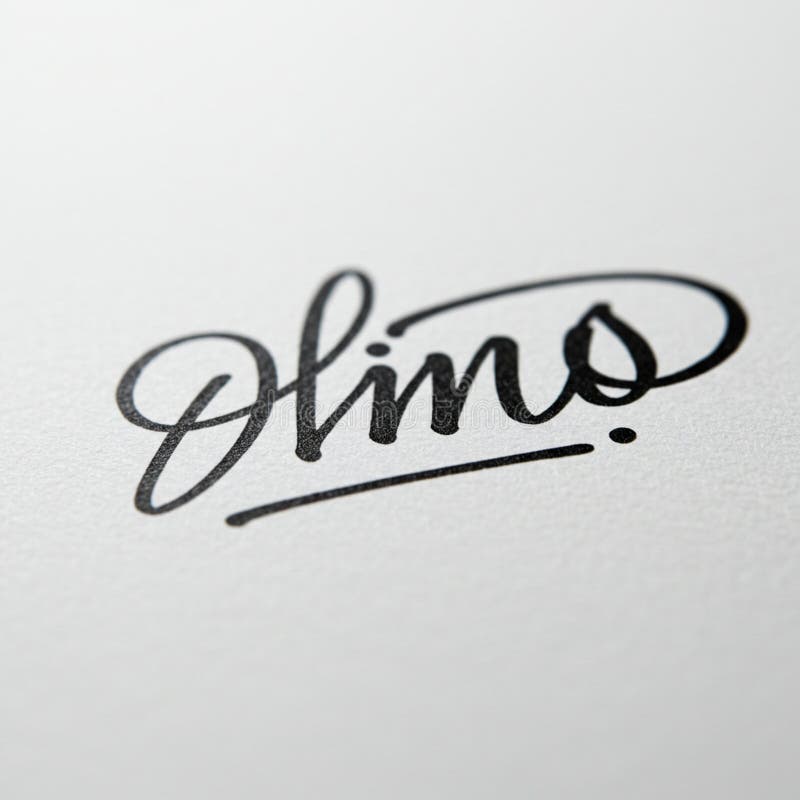Text caligrafic în cerneală neagră pe hârtie albă cu un script elegant, cu o stock illustration