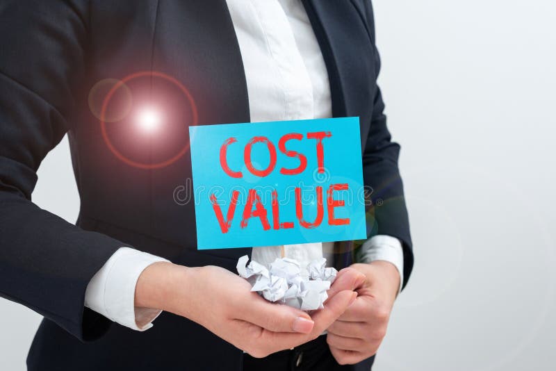 Text caption presenting Cost Value. Concept meaning The amount that usualy paid for a item you buy or hiring a person stock image