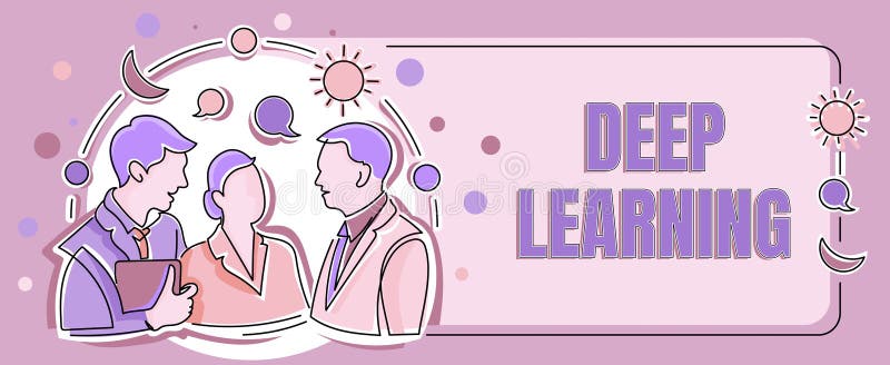 Text caption presenting Deep Learning. Word for Hierarchical Abstractions Artificial Intelligence Algorithm Multiple royalty free illustration