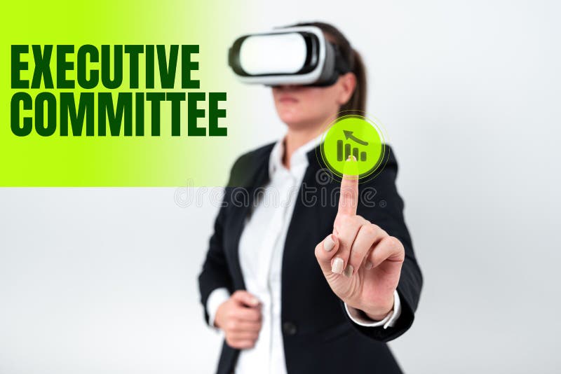 Hand writing sign Executive Committee. Internet Concept Group of Directors appointed Has Authority in Decisions royalty free stock photography