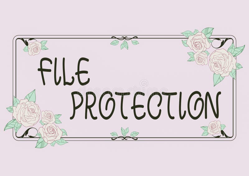Text caption presenting File Protection. Word for Preventing accidental erasing of data using storage medium Frame vector illustration